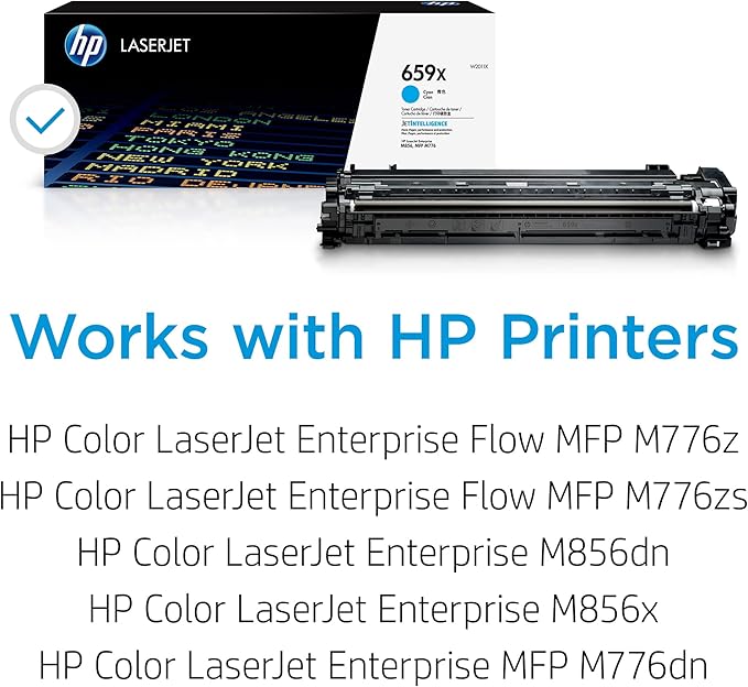 HP 659X Cyan High-Yield Toner Cartridge | Works Color Laserjet Enterprise M856, Color Laserjet Enterprise MFP M776 Series | W2011X