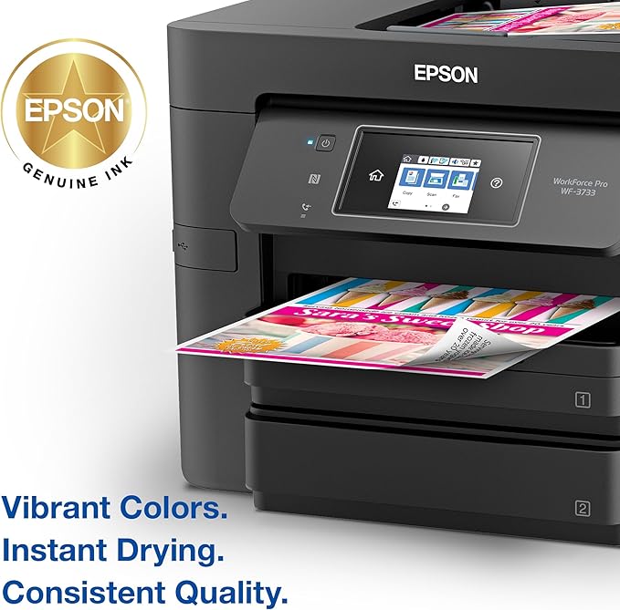 EPSON 702 DURABrite Ultra Ink High Capacity Black Cartridge (T702XL120-S) Works with WorkForce Pro WF-3720, 3730, 3733