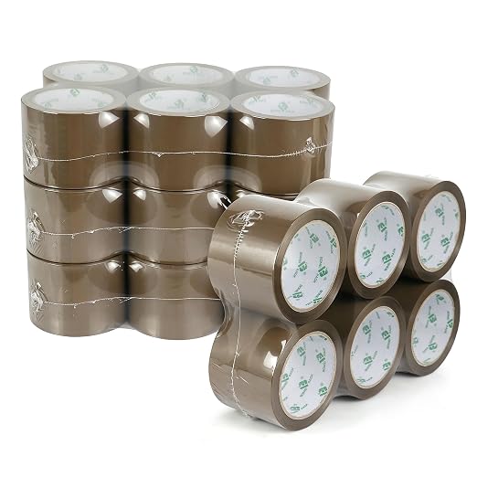 BOMEI PACK Brown Packing Tape 3 inch Wide, 2.7 Mil x 60 Yards, 24 Refills Rolls Bulk Heavy Duty Wide Packing Tape 3inch for Moving, Shipping and Storage