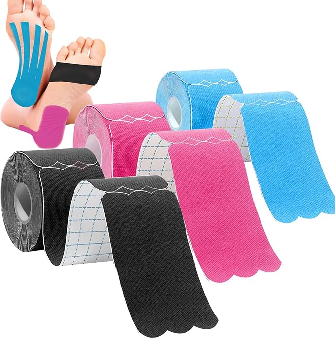 Kinesiology Tape Pro (120 Precut Strips,2 * 6 inch,6 Yard) Waterproof Breathable Athletic Elastic Muscles & Joints Pain Relief Taping for Gym Fitness Running Tennis Swimming Football(Mix 6M)
