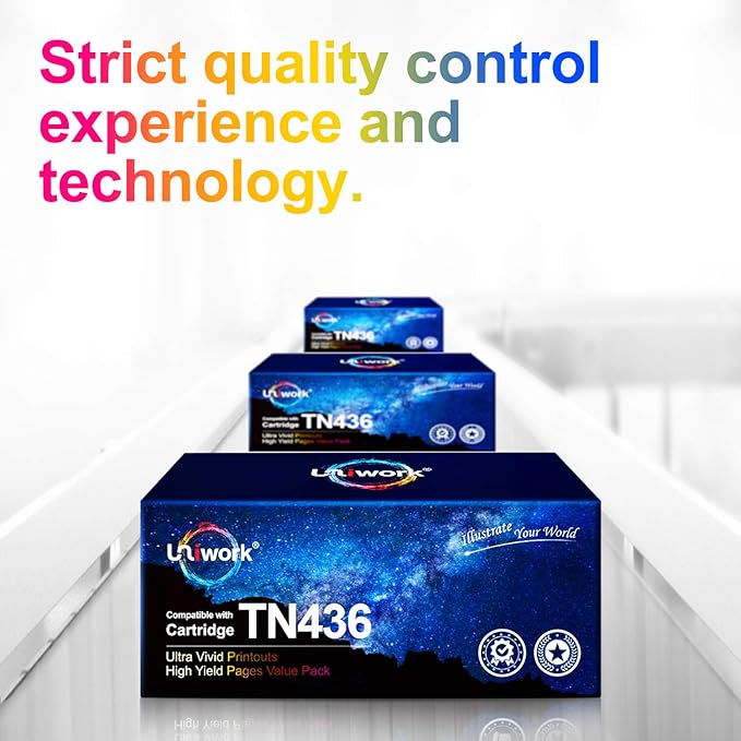 Uniwork Compatible Toner Cartridge Replacement for Brother TN436 TN 436 TN436BK TN433 use with MFC-L8900CDW HL-L8360CDW HL-L8260CDW MFC-L8610CDW MFC-L9570CDW HL-L9310CDW Printer Tray (4 Pack)