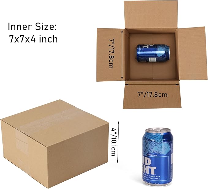 CRUGLA 25 Packs 7x7x4 Shipping Boxes for Small Business, Corrugated Cardboard Boxes Bulk for Shipping Packing Mailing