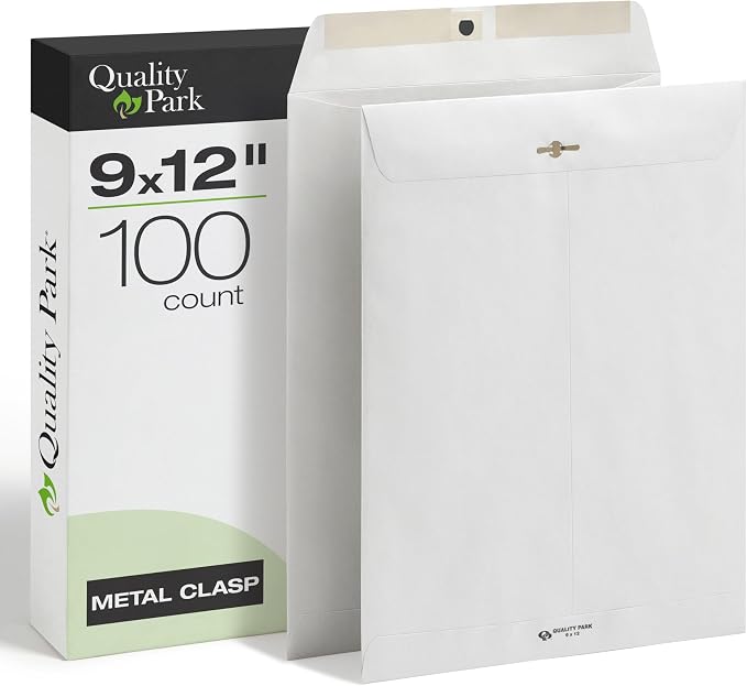 Quality Park Quality Park Executive Gray Gummed Clasp Envelopes (QUA38590), 9 x 12 Inches
