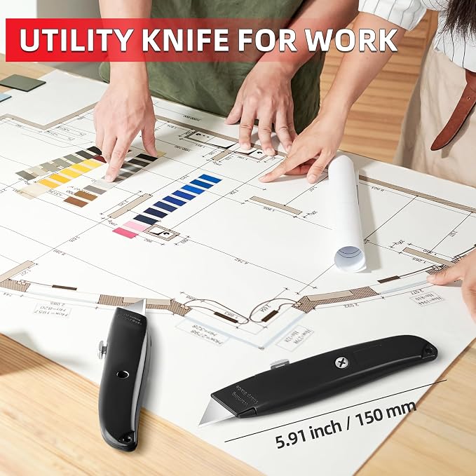 DIYSELF 30 Pack Box Cutter Knives, Comfortable Grip Utility Knives | Durable Utility Knives for Cartons, Paper, Leather and Vinyl; Box Opener for Warehouse, Shop and Home, PVC Pipe Cutter