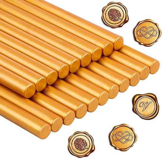 Sealing Wax, Paxcoo 20pcs Wax Seal Sticks, Glue Gun Sealing Wax for Wax Seal Stamp, Letter Wax Seal and Crafts (Gold)