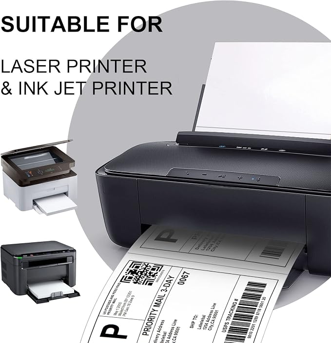 (500 Labels/250 Sheets) Labelebal Half Sheet Labels, Shipping Labels 2 Per Sheet for Laser & Inkjet Printers, 8.5" x 5.5" Address Labels, Totally 500 Pcs Half Sheet Shipping Labels