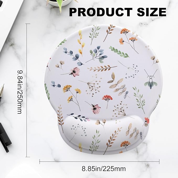 Flowers Mouse Pad with Gel Wrist Support, Smooth Surface Ergonomic Mouse pad, Non-Slip Pain Relief Desk Mat for Gaming, Work & Office Desktop 1
