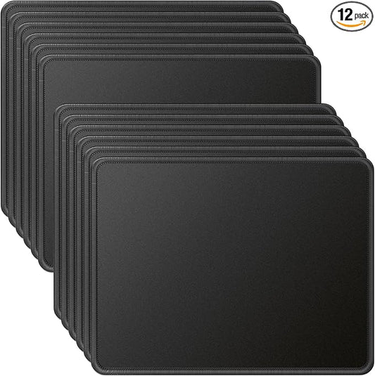 MROCO Mouse Pad 12-Pack [30% Larger] with Anti-Fray Stitched Edges, Premium Waterproof Surface, Non-Slip Rubber Base, Computer & Gaming Mouse Mat for Laptop, Office & Home, 8.5 x 11 in, Black