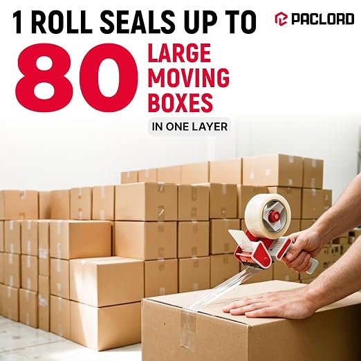 2" x 110 Yards Clear Packing Tape, Pack of 4 - Heavy-Duty 2.6 Mil Thick Carton Sealing Tape with Industrial Strength Adhesion for Packaging, Moving, or Shipping Boxes | Heavy-Duty 2.6 Mil Thick Carton Sealing Tape with Industrial Strength Adhesion for ...