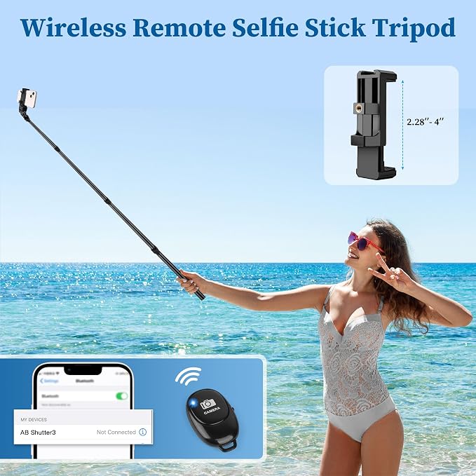 Phone Tripod Stand, 70" Selfie Stick Cell Phone Tripod with Remote | Phone Holder/Carry Bag, Aluminum Alloy Selfie Stick Tripods, Compatible with iPhone Samsung GoPro Smartphone
