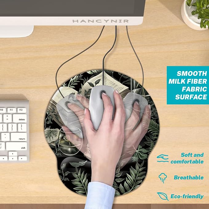 Hancynir Goth Skull Plant Ergonomic Mouse Pad with Wrist Support Desk Decor | Gel Mouse Pads Wrist Rest, Cute Funny Comfortable Computer Mousepad, for Gaming Laptop Work Home Accessories Office Supplies