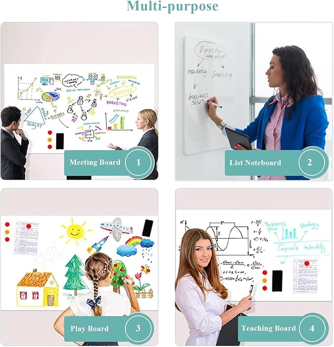 Huge Self-Adhesive Whiteboard Sticker: One Sheet Covers Worn Boards | Magnet-Receptive Giant Dry Erase Decal with No-Ghosting Surface - 94" x 47" Peel-and-Stick Design for Large-Area Resurfacing