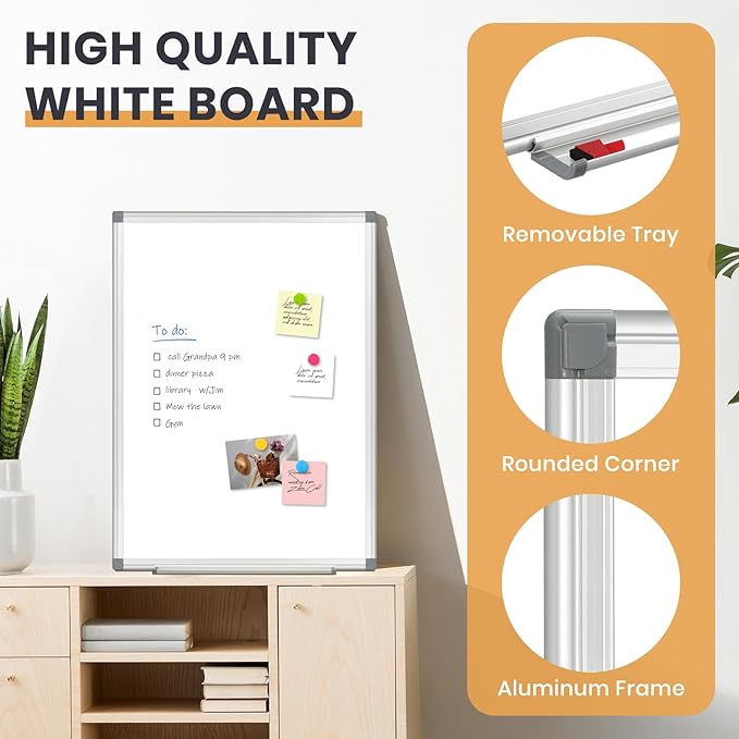 Double Sided Magnetic White Board, 48"x36" Dry Erase Whiteboard for Wall with Aluminum Frame Large Presentation Board for School, Office and Home