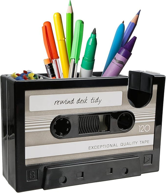 YXQ Fun Tape Dispenser Novelty Unique Pen Dispenser Cool Retro Desk Accessories, Gray