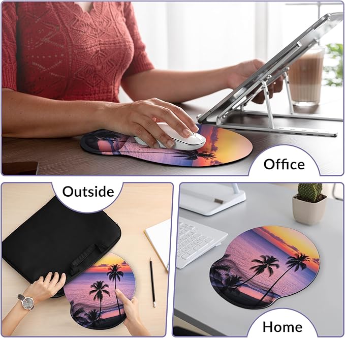 Ergonomic Mouse Pad with Wrist Rest, Small Mousepad with Non-Slip Rubber Base and Smooth Surface, Sunset Mouse Pads for Desk, Office Desk Accessories