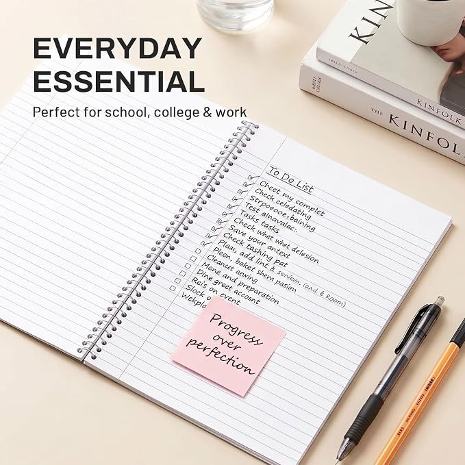 SUNEE Spiral Notebook, 2-Subject, College Ruled Paper, 6" x 9-1/2", 80 Sheets, Spiral Notebooks for School, Black