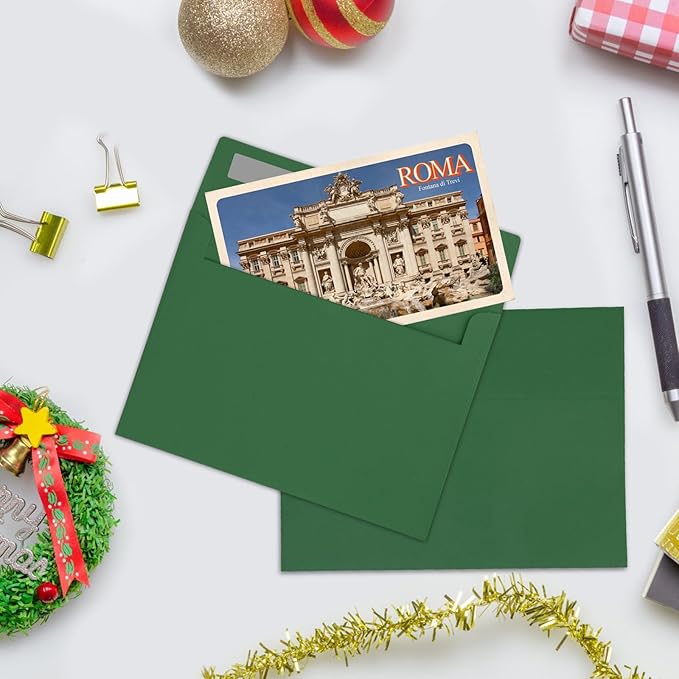 50Packs A7 Green Envelopes 5x 7Inch Card Envelopes,Self Seal for Weddings, Greeting Cards，Mailing， Invitations, Photos, Postcards