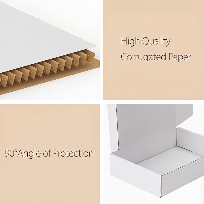 RLAVBL 9x6x2 Shipping Boxes Set of 50, White Corrugated Cardboard Box for Packing, Mailing, Business