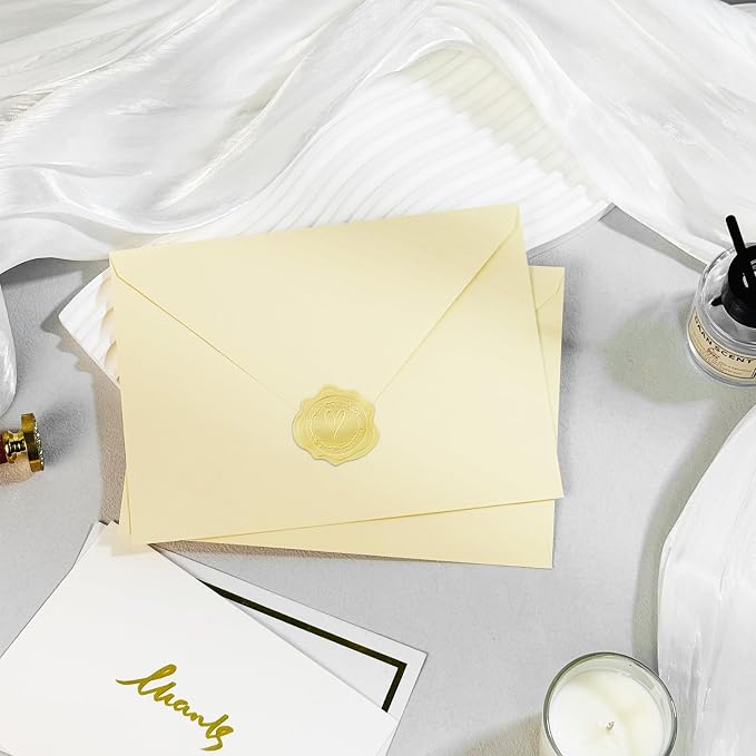 200 PCS Cream Colorful A7 Envelopes with Stickers, 5x7 Envelopes for Greeting Cards, Great for Invitations, Wedding Invitation, Birthday, Baby Shower, Graduation
