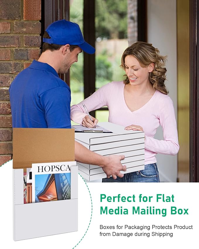 50 Pack Vinyl Record Shipping Boxes: 12.5" X 12.5" x 1" White Vinyl Record LP Shipping Mailer Boxes, Easy Fold LP Cardboard Mailing Boxes Multi Depth Album Mailers for Packaging Moving Storage | 12.5" X 12.5" x 1" White Album Mailers Easy Fold LP Cardb...