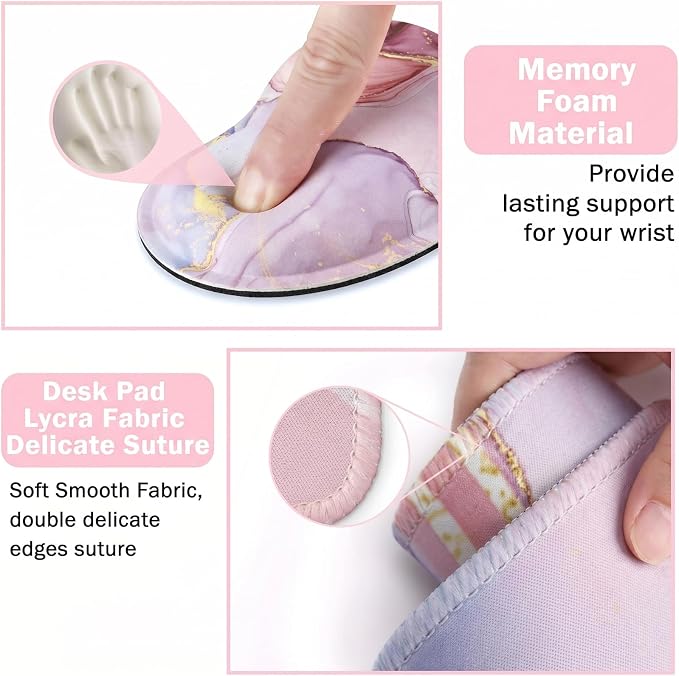 Large Mouse Pad with Wrist Rest, 4-in-1 Wrist Rest for Keyboard and Mouse | Non-Slip Waterproof Desk Mat Set, 35.4"x15.7" Desk Mat+Keyboard Wrist Rest+Mouse Wrist Support+Cup Coaster for Home Office