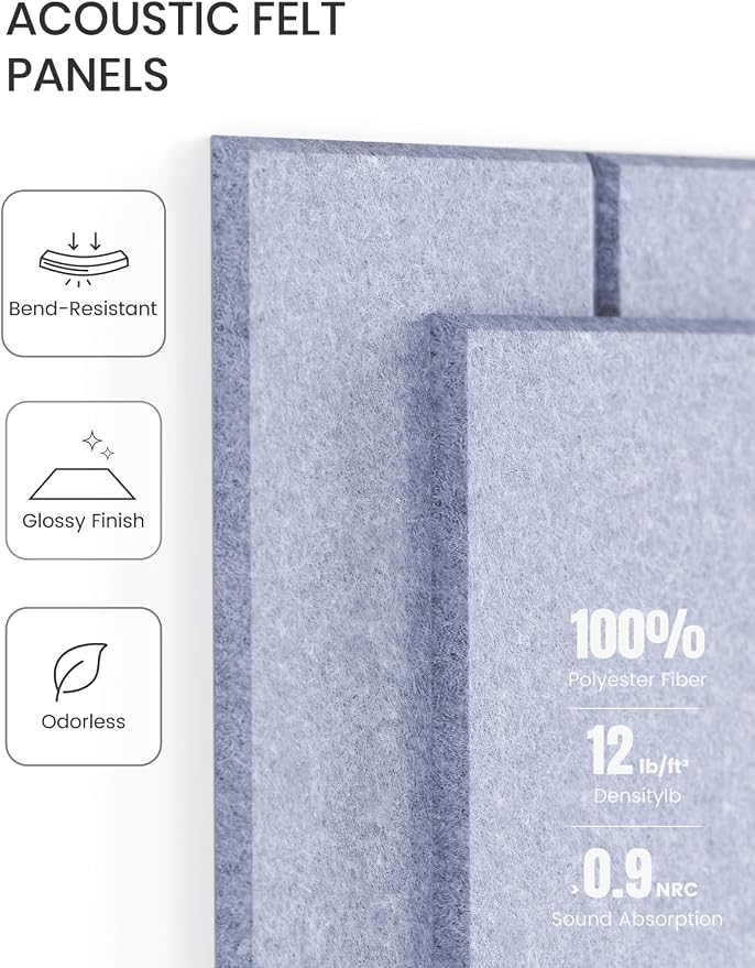 Fluxynara Felt Bulletin Board & Cork Board Alternative, Soft Periwinkle | 48" x 36" Pin board, Removable Adhesive Tabs, Easy Install Without Wall Damage, For Home Office Decor