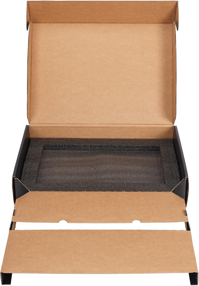 CRUGLA Black Laptop Shipping Box with Cushioned Foam, Up to 17 inch Corrugated Cardboard Mailer for Laptop Notebook Shipment,1 Pack