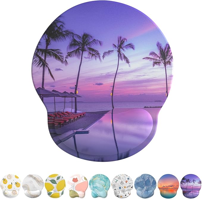 Mouse Pad with Wrist Rest, Comfortable Computer Mousepad with Gel Wrist Support Smooth Surface and Non-Slip PU Base for Pain Relief, Laptop, Office & Home (Mauve Twilight)