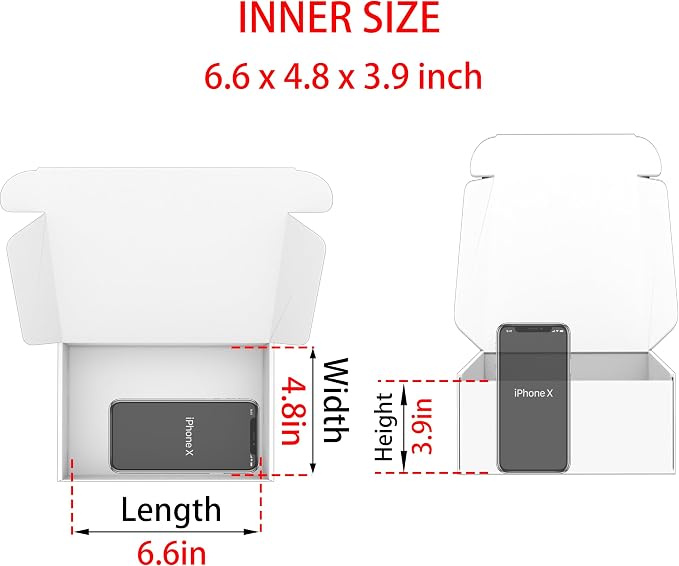 7x5x4 Shipping Boxes Set of 50, White Mailer Corrugated Cardboard Box | for Packaging, Literature, Packing, Mailing, Storage, Small Business, Moving, Gift, Supplies, Quick Fold, Tab Locking