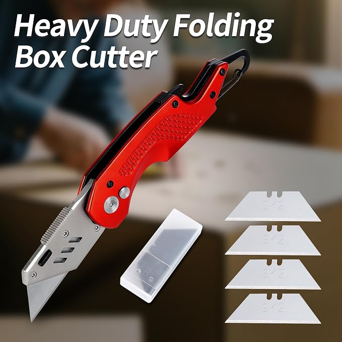 Vivicreate Folding Utility Knife Pocket Box Cutter Locking Safety Retractable Blade Quick Change Heavy Duty Razor Knife for Home Office Warehouse Navaja Plegable Cuchillo Cortador de Cajas