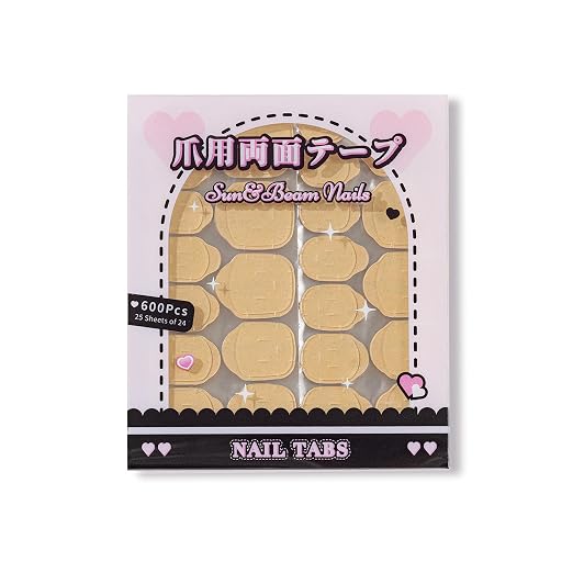 Sun&Beam Nails Adhesive Tabs 25 Sheets for Press On False Nail Tip Gel Glue Double Sided Tape Stickers Waterproof Transparent Strong Sticky (Large Size for Hands/25 Sheet)