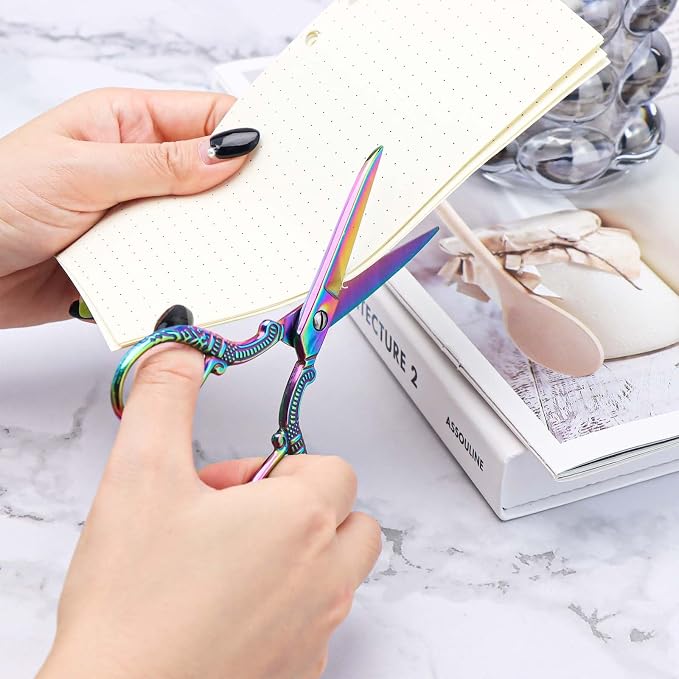 5" Small Vintage Scissors Rainbow Scissors All Purpose Metal Scissors Office Cutting Shears for Craft Supplies Home Desk Accessories