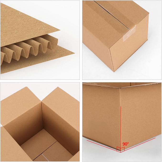 30-Pack Shipping Boxes 6x6x6 Inches, Brown | Corrugated Cardboard Box for Business Packing, Shipping, and DIY, Easy to Fold and Assemble