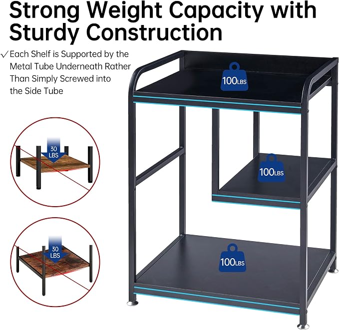 Fannova Printer Stand with Storage Shelf for PC Computer Tower CPU Shredder | Table for 22"x18" Large Printer, Rolling Printer Cart with Wheels for Home Office Organization, Black Color