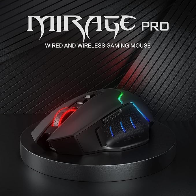 Redragon M690 PRO Wireless RGB Gaming Mouse 8000 DPI Remapping Keys | Cable-Free 0 Delay, Rapid-Fire Macro Keybinds, Vibing Backlight, Ergonomic Grip Body Comfort