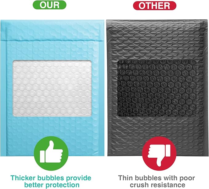 Metronic Bubble Mailers 6x10 Inch 25 Pack Usable Size 6x9" Waterproof Bubble Mailer Cushioning Padded Envelopes, Bubble Envelopes for Shipping, Mailing, Packaging, Small Business Supplies, Light Blue