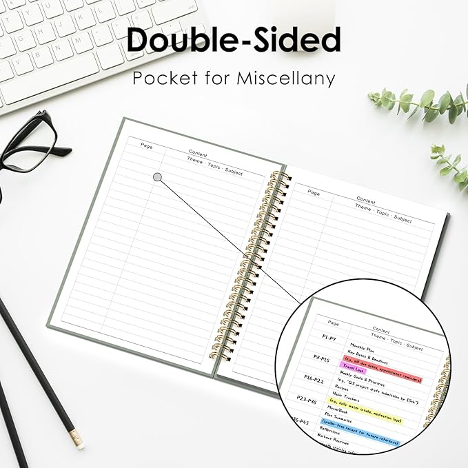 Spiral Notebook, Hardcover Notebook for School & Work, Lined Journal Notebook for Men & Women,120 Pages A5 (6 “x8”) (Green)