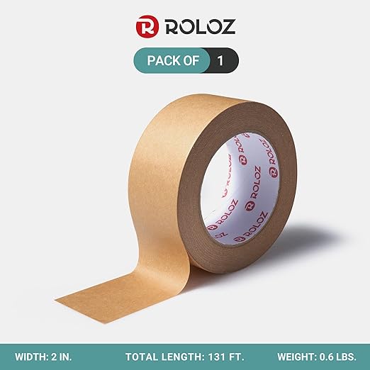 Brown Kraft Paper Packing Tape 1pk 2in x 44 yd – Strong Adhesive, Hand-Tearable, Writable Shipping Tape for Moving Boxes – Ideal for Packing, Mailing, Storage, and Shipping