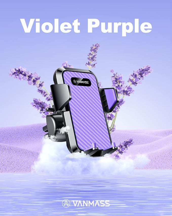VANMASS【85+LBS Strongest Suction & Military-Grade Ultimate Car Phone Mount | 【Patent & Safety Certs】 Cell Phone Holder for Dash Windshield Vent for iPhone 17 Pro Max Automobile Interior Sets,Purple
