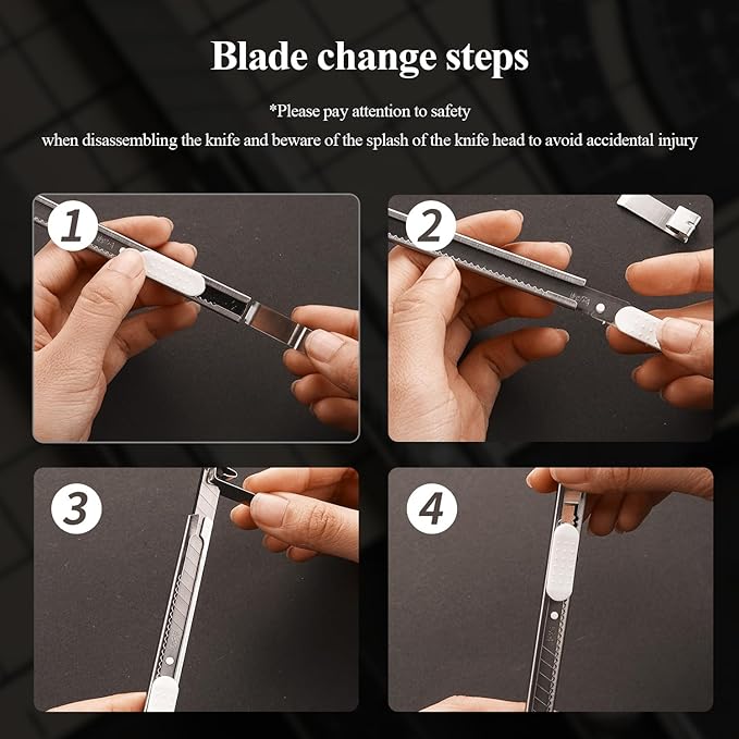 M&G 4 Pack Box Cutter Retractable, Utility Knife 9mm Wide Snap-Off Blades, Extended Razor Knife Box Opener for Cutting Carboard Wrapping, Home Office Supplies (Random White& Black)