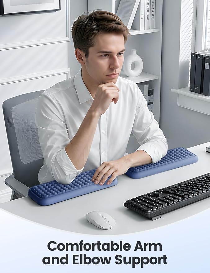 Vaydeer 2Pcs Elbow Rest Pad for Desk, L-Shaped Armrest Ergonomic Support | Desk Edge Cushion, Memory Foam Elbow Wrist Support Keyboard Mouse Pad for Palm Hand Office Computer Home Gaming Accessories