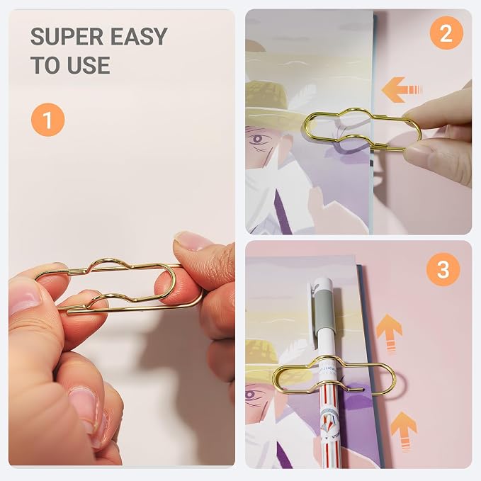 Paper Clip Pen Holder, Fits Notebooks, Journals & Planners, 6 Pack | Keeps Your Pen Attached to Notebooks, Journals and Planners for Faster Note Taking at Work, School or Meetings