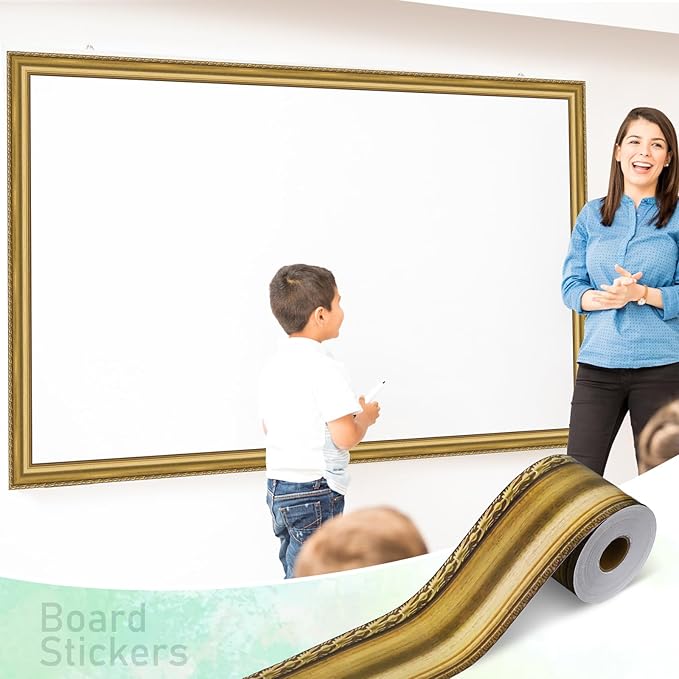Outus 68FT Gold Frame Bulletin Board Border Die-Cut Straight Border Trim for Classroom Chalkboard, Picture Frames, Artworks, Walls, Mirrors & Office Decor, Classic Metallic Frame Molding(Classic)