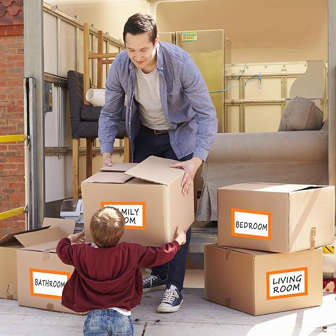 6 x 4 inch Large Moving Labels for Boxes, Blank Moving Boxes Labels Stickers, 160pcs 8 Color Coded Moving Stickers Packing Labels Stickers for Home Organization Projects, Kitchen, Storage Bins, Orange