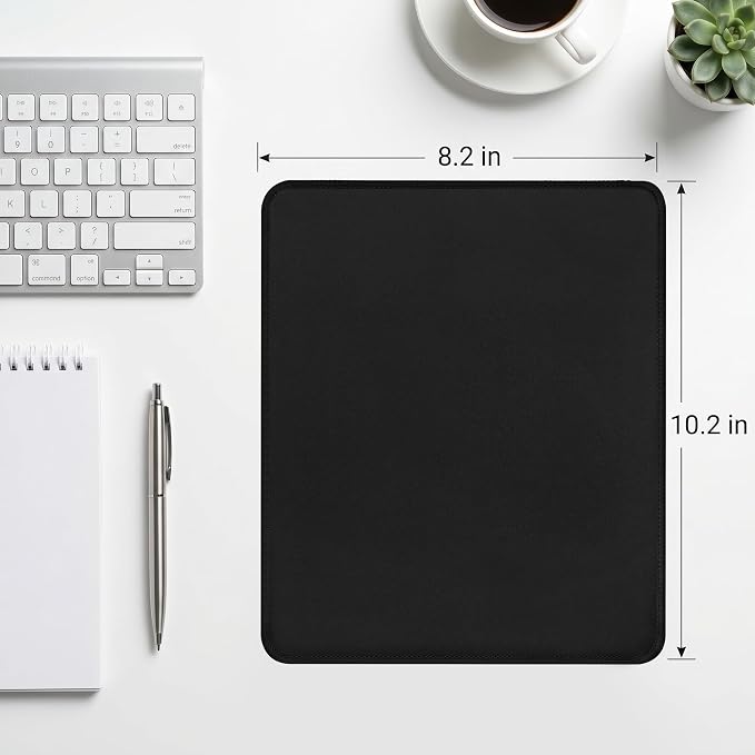 3 Pack Mouse Pad, Stitched Edges and Non-Slip Rubber Base, Black | 10.2 x 8.3 Inch Mousepad with Smooth Surface, Durable Washable Mousepads for Laptop, PC and Office
