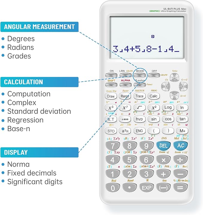 Graphing Calculator, Calculator with Graphics Functions, Large Display for Students, Algebra Calculus Trigonometry, 360+ Functions, UL-84