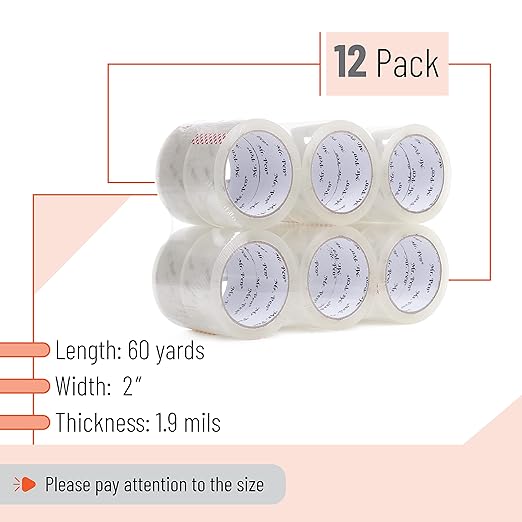 Mr. Pen- Packing Tape,12 Pack, 2" Wide, 60 Yards, Clear Moving Tape Refills for Boxes