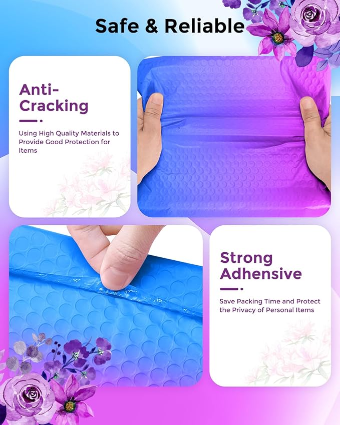 Metronic 600 Pack Bubble Mailers 6x10 Inch BluePurple Usable Size 6x9" Pretty Bubble Mailer Waterproof Padded Envelopes for Gift Packaging, Mailing, Shipping, Small Items Bulk