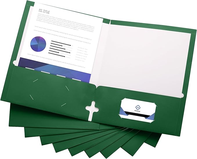 10 Pack Two Pocket Folders, Green, Strong Thick Paper Folders, for Letter Size, by ACTIVITYya