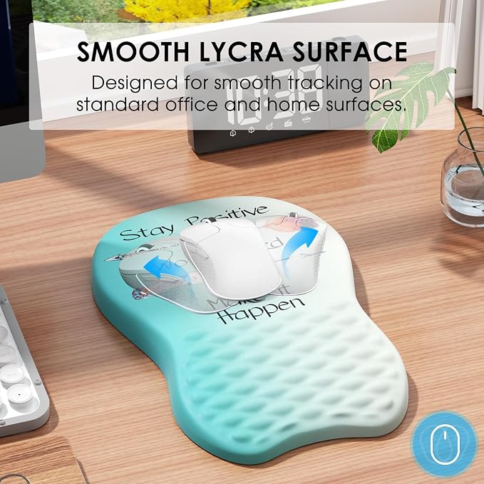 MROCO Ergonomic Mouse Pad with Wrist Support, 11.8 x 7.8 in, Feather Arrow | Memory Foam Wrist Rest Mouse Pad, Non-Slip Base, Smooth Lycra Surface for Office & Home, Comfortable Wrist Support